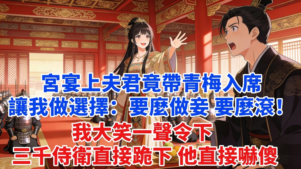 宮宴上夫君竟帶青梅入席，讓我做選擇“要麼做妾，要麼滾！”我大笑一聲令下,三千侍衞直接跪下，他直接嚇傻#穿越#爽文#古言#完結#大女主#情感#原創