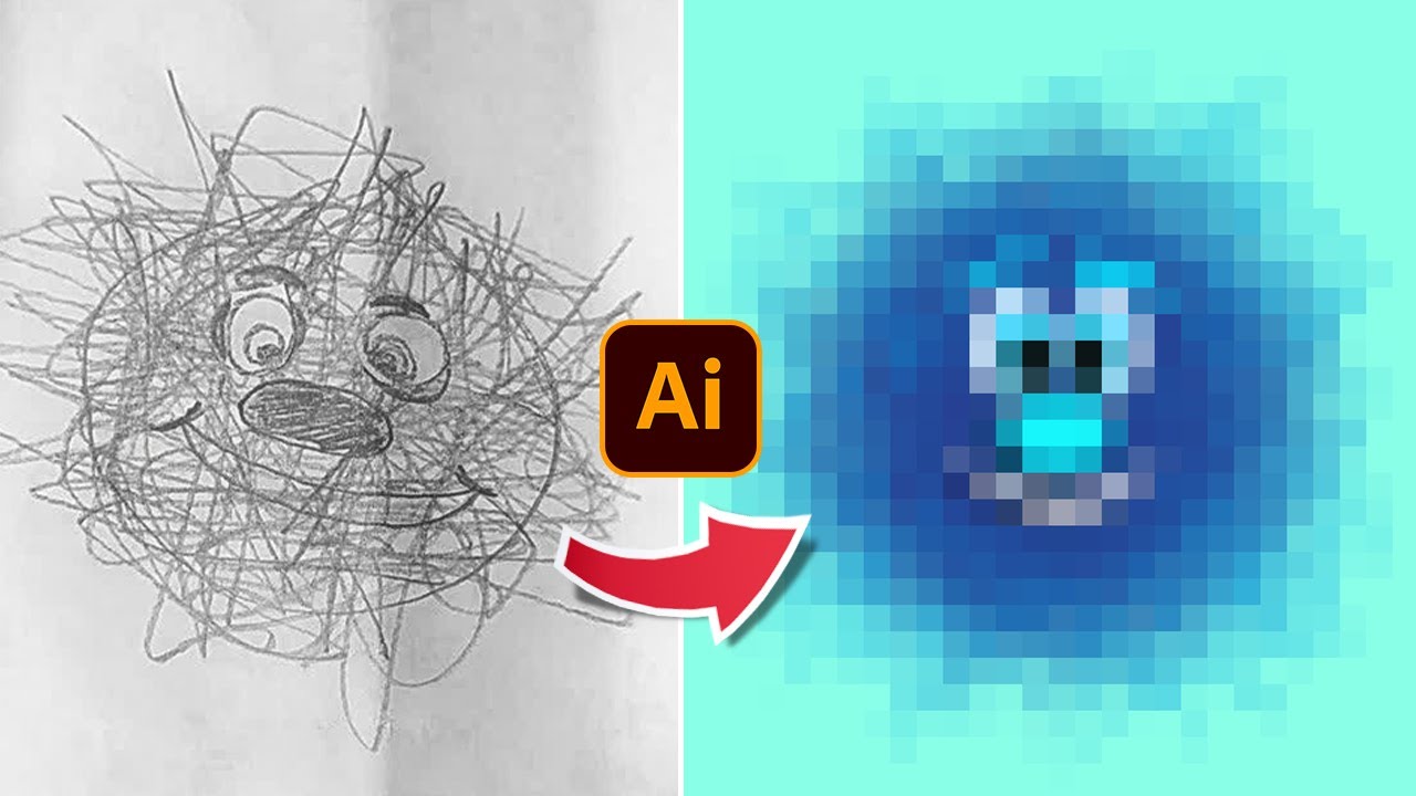 Illustrator funny chaotic hairy character in Adobe illustrator CC