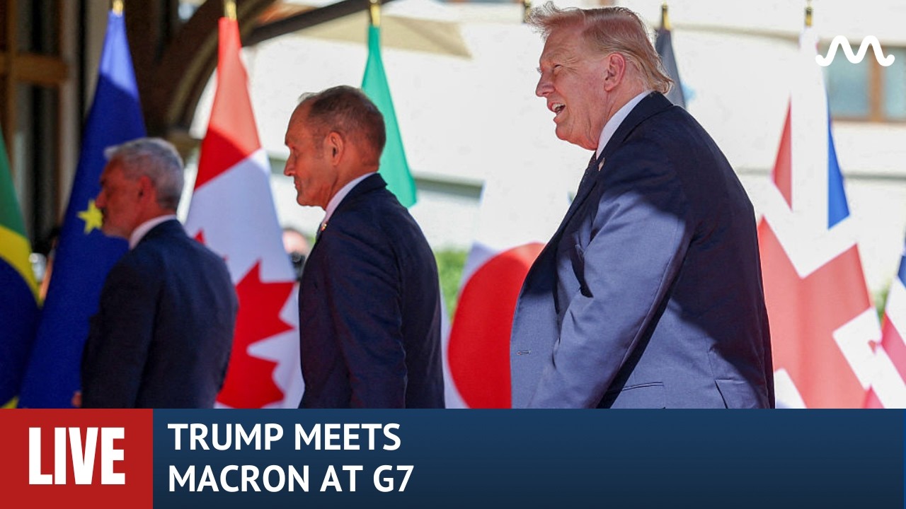 ПРЯМОЙ ЭФИР: Макрон приветствует Трампа на двусторонней встрече G7 во Франции