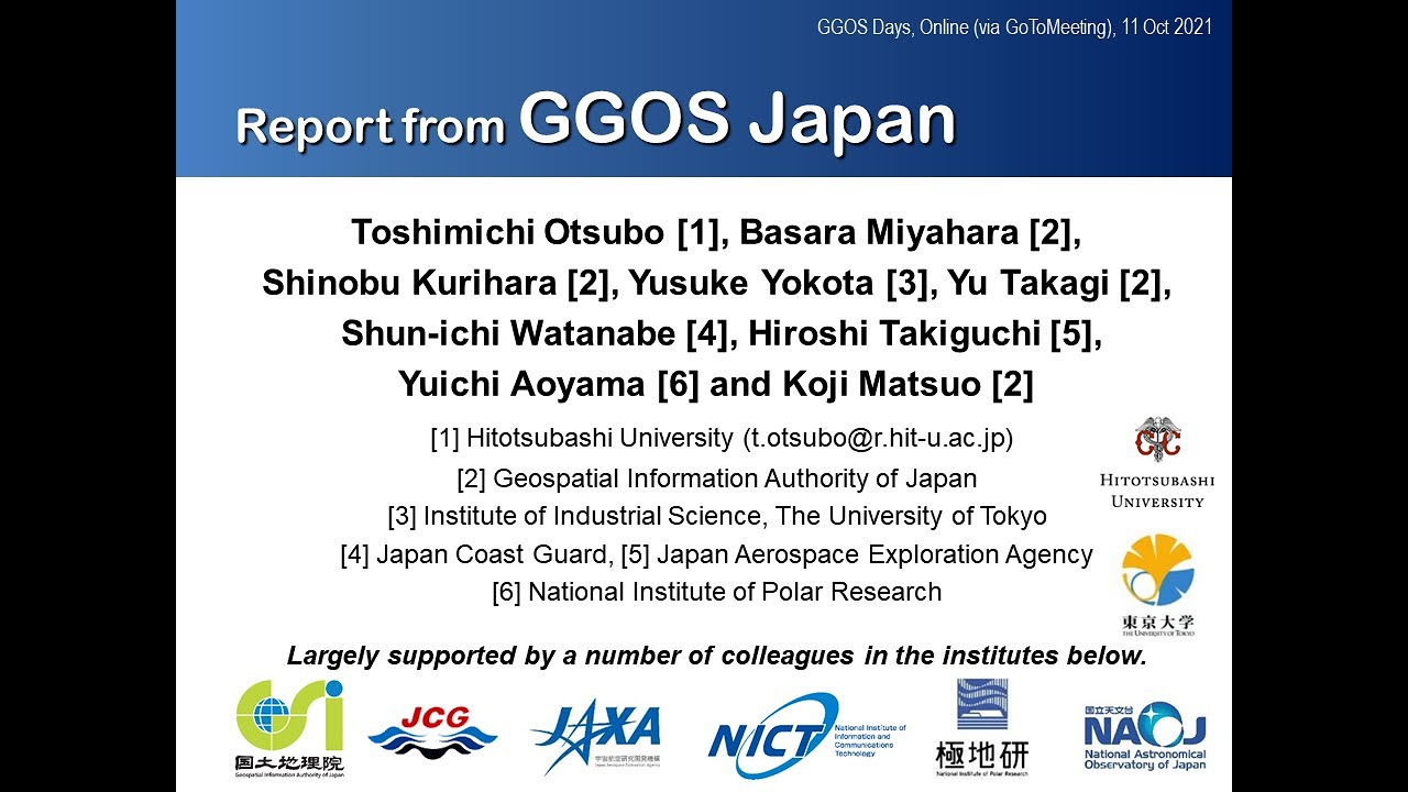 GGOS Affiliate - GGOS Japan (Toshimichi Otsubo) - GGOS Days 2021