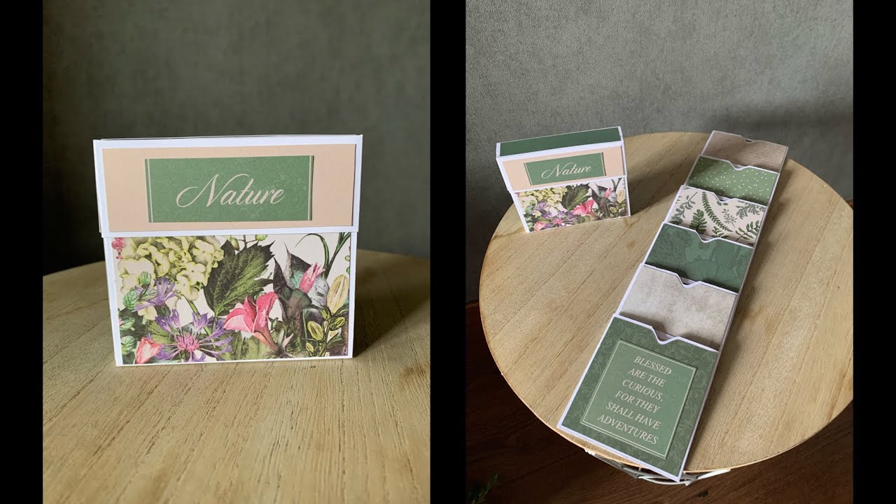 TUTO SCRAP Boîte Cascade thème Botanique Vintage