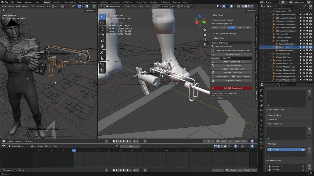 How to attach weapon models to the rig.