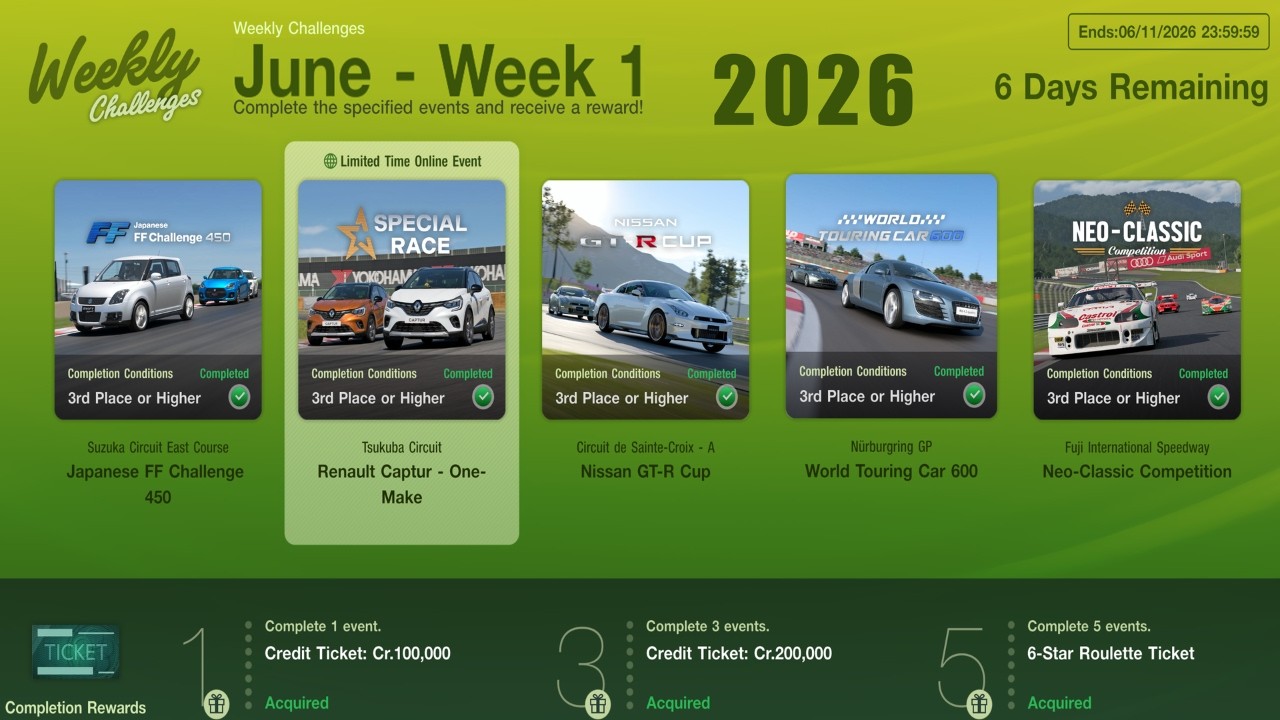 GT7|Weekly Challenges|June - Week 1|Cars & Setups(1.69)