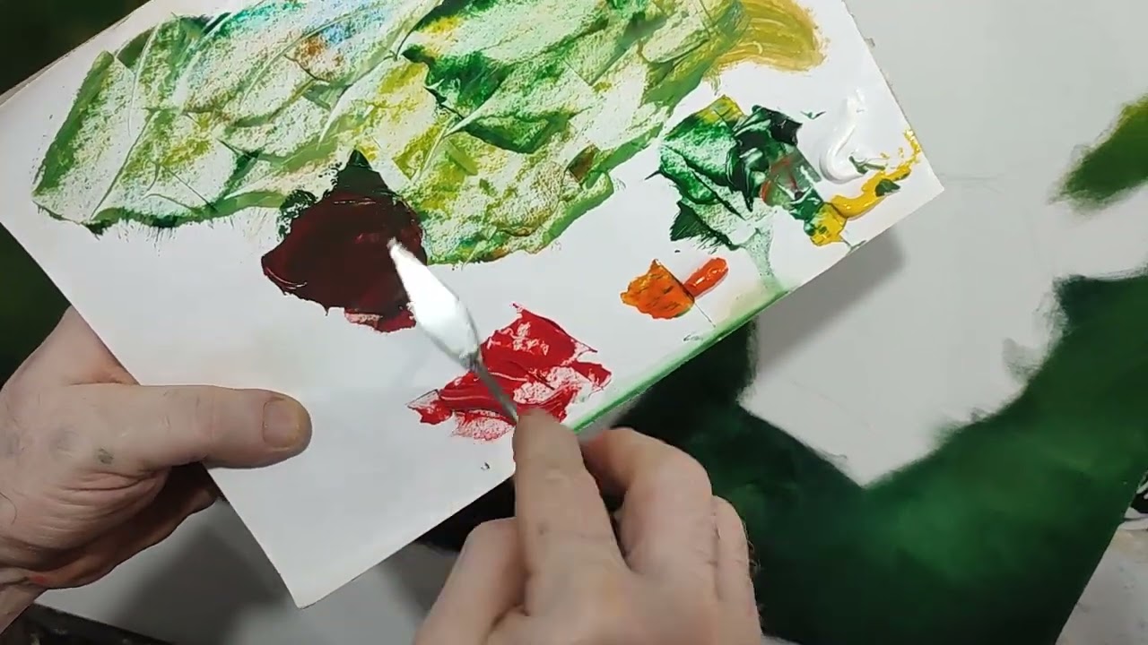 FACIL!..Cómo pintar ,hojas y rosas en ESPATULA.