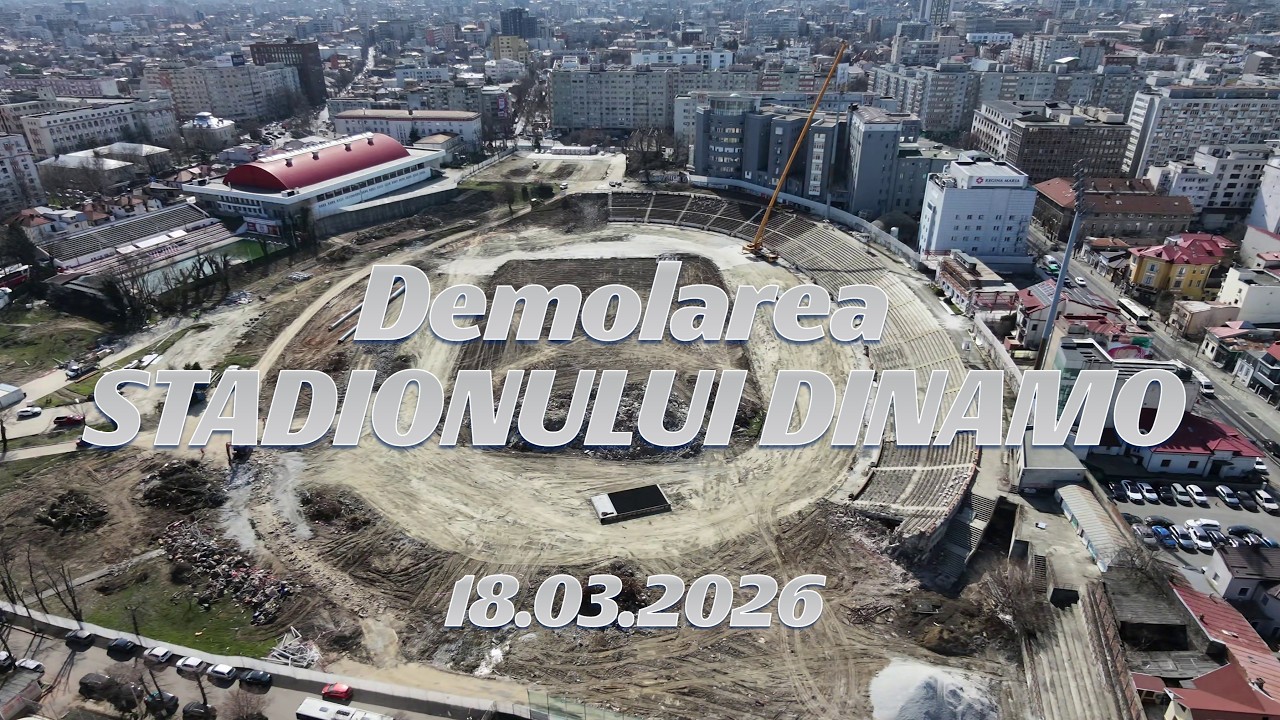 🏗️  18 martie 2026, se demontează stâlpii de nocturnă de pe Stadionul Dinamo | 4k
