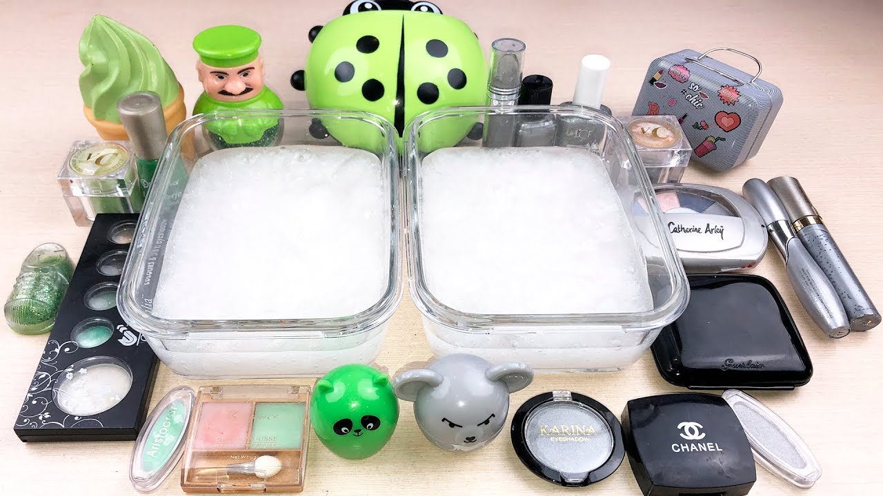 Green vs Grey! Series 2  Mixing Makeup Eyeshadow Into Slime ! Satisfying Slime Video ! LIKE EVA