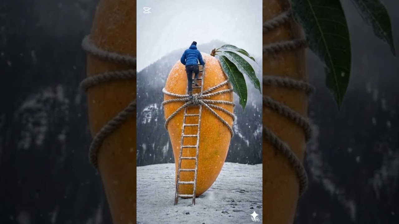The Giant Mango Challenge: Climbing to the Top! 🧗&zwj;♂️🥭 #Shorts #ai #mango