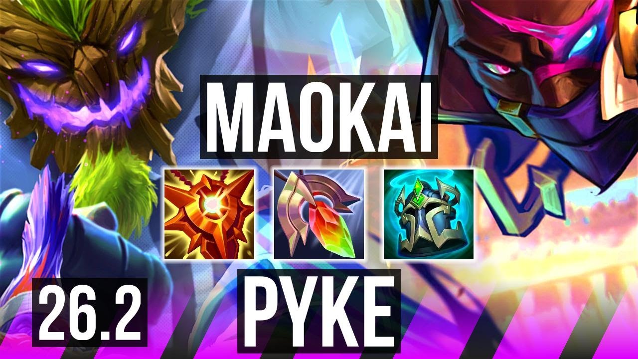 MAOKAI & Smolder vs PYKE & Aphelios (SUP) | 8k gold comeback | KR Master | 26.2