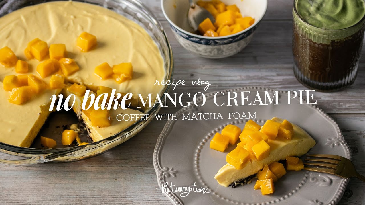 No-Bake Mango Cream Pie perfect for summer + Coffee with Matcha Foam | The Tummy Train