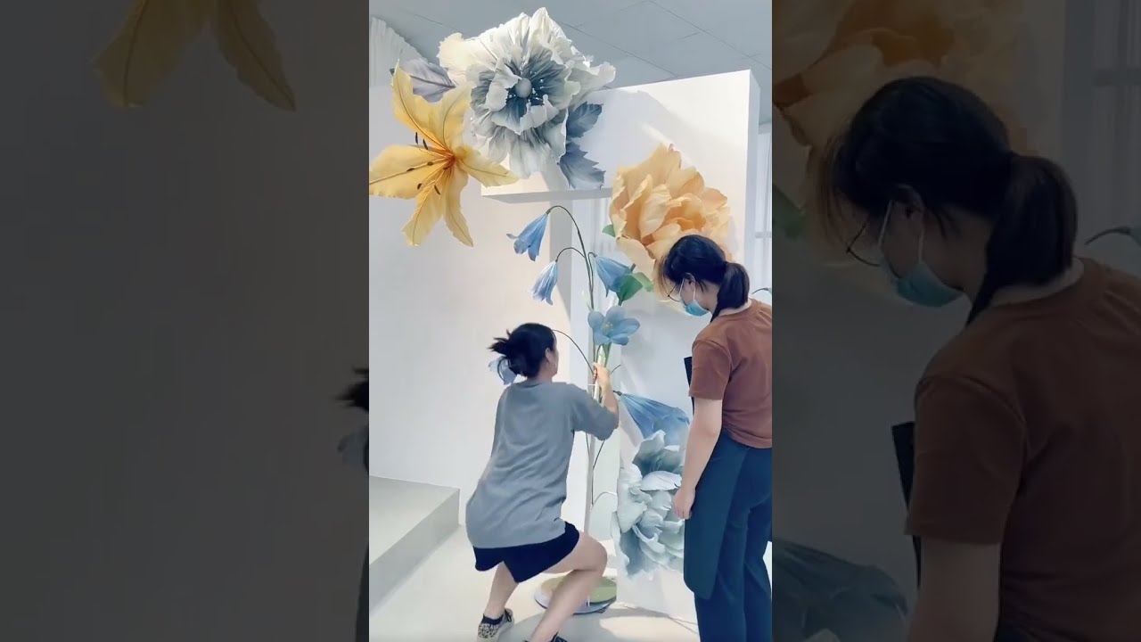 Giant flower paper flower for store decor.