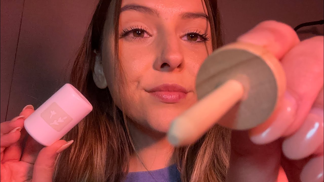 5 Minute ASMR Doing Your Wooden Skin Care 💅🏻 (with layered sounds)