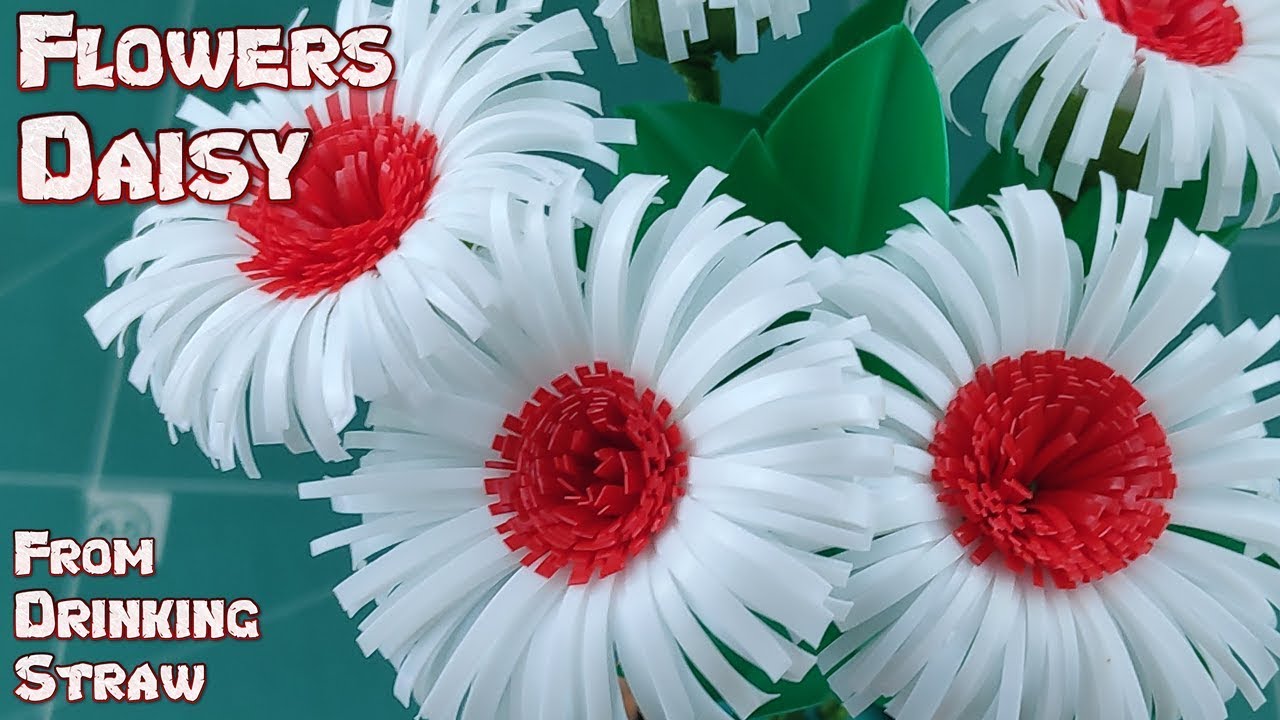 DIY Drinking Straw Crafts Ideas | How to Make A Red Daisy Flowers Craft From Plastic Tutorials Ep.33