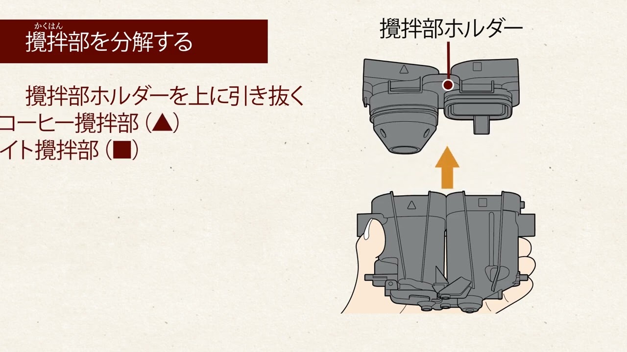 バリスタDuo～攪拌部のお手入れ～（攪拌部の取り外し・分解）