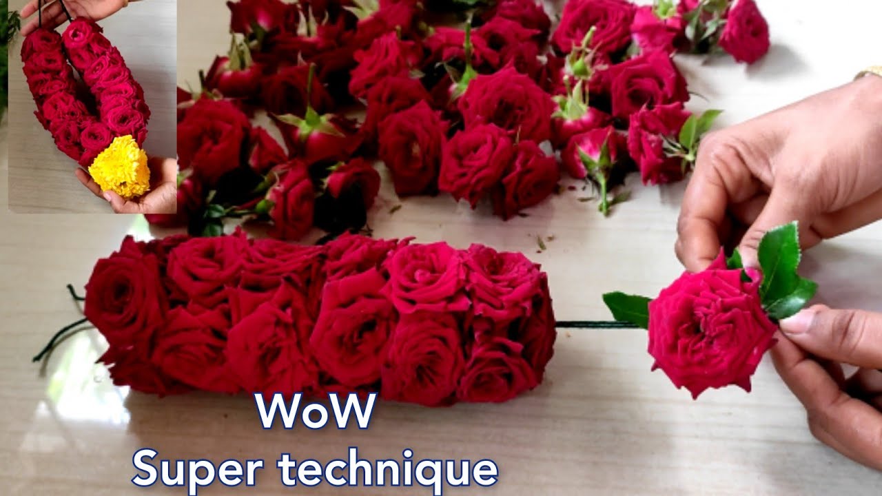 சூப்பர் ஐடியா இனி ரோஸ் மாலை கட்ட தேவையில்லை  /Mini Rose flower garland
