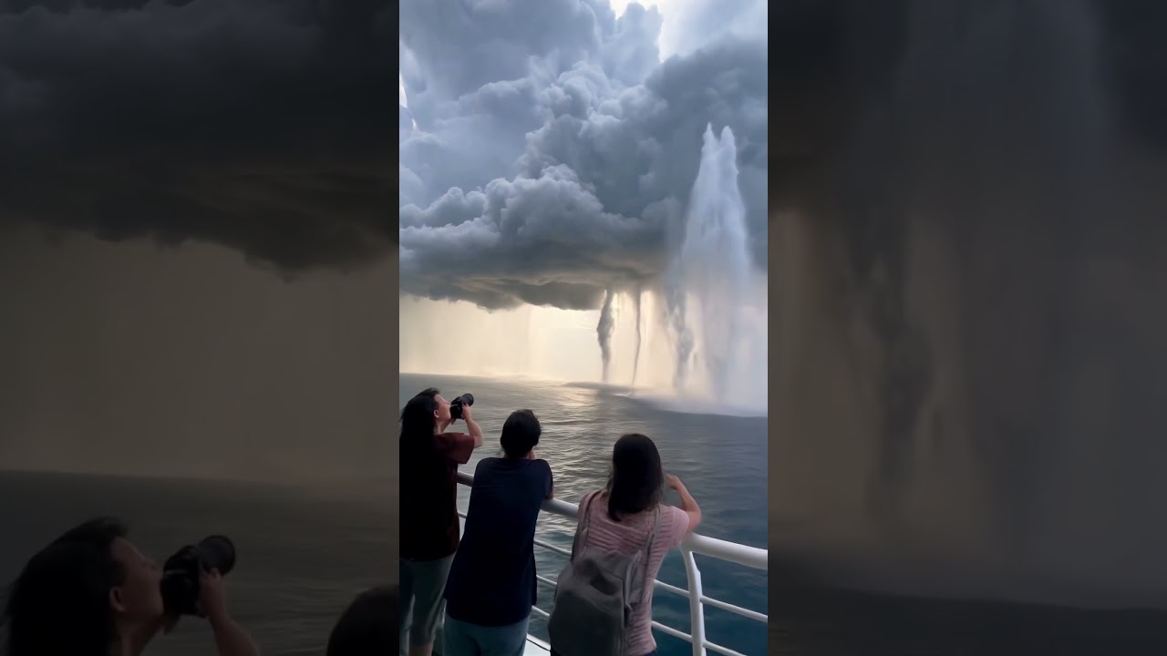 Sky Opened Over the Ocean! 🌧️⚡#cloudburst #amazing #cruiselife