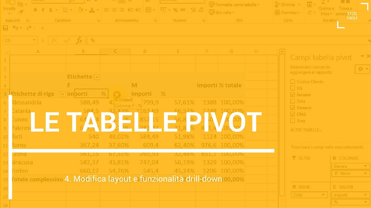 Tabelle Pivot (modifica layout e funzionalità drill-down) - Excel Facile