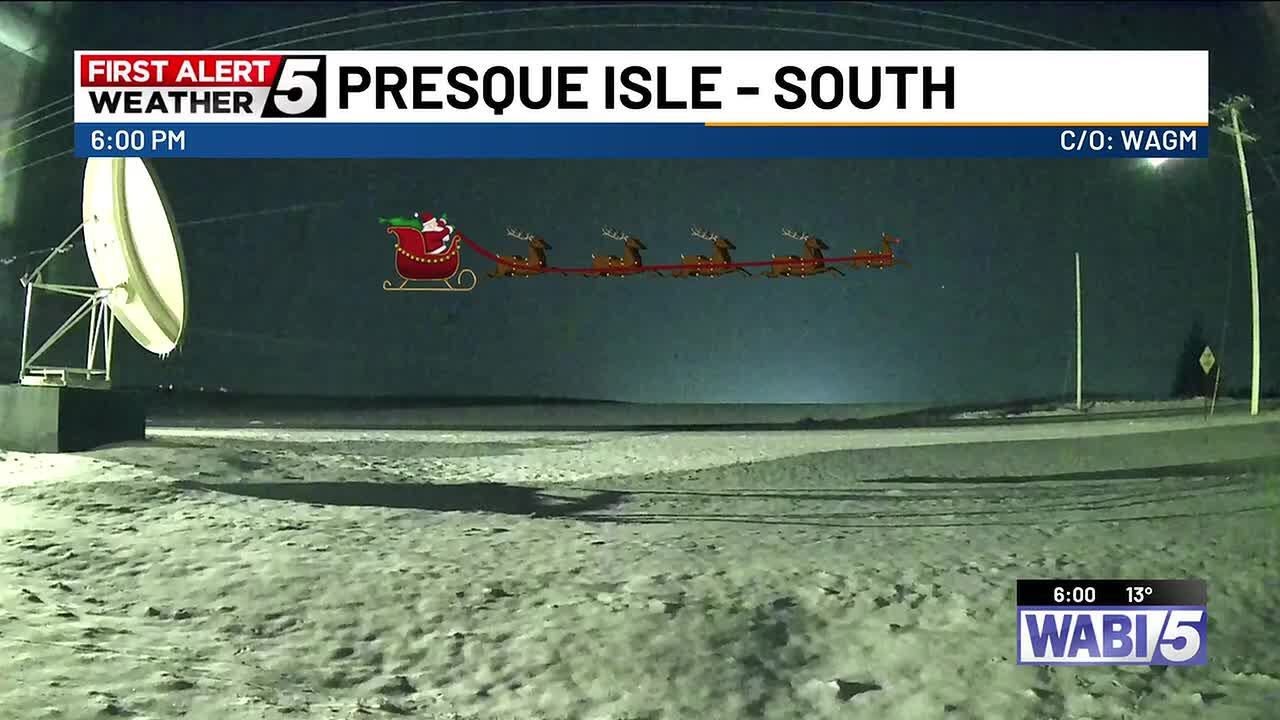 Santa flies over Presque Isle during WABI News at 6