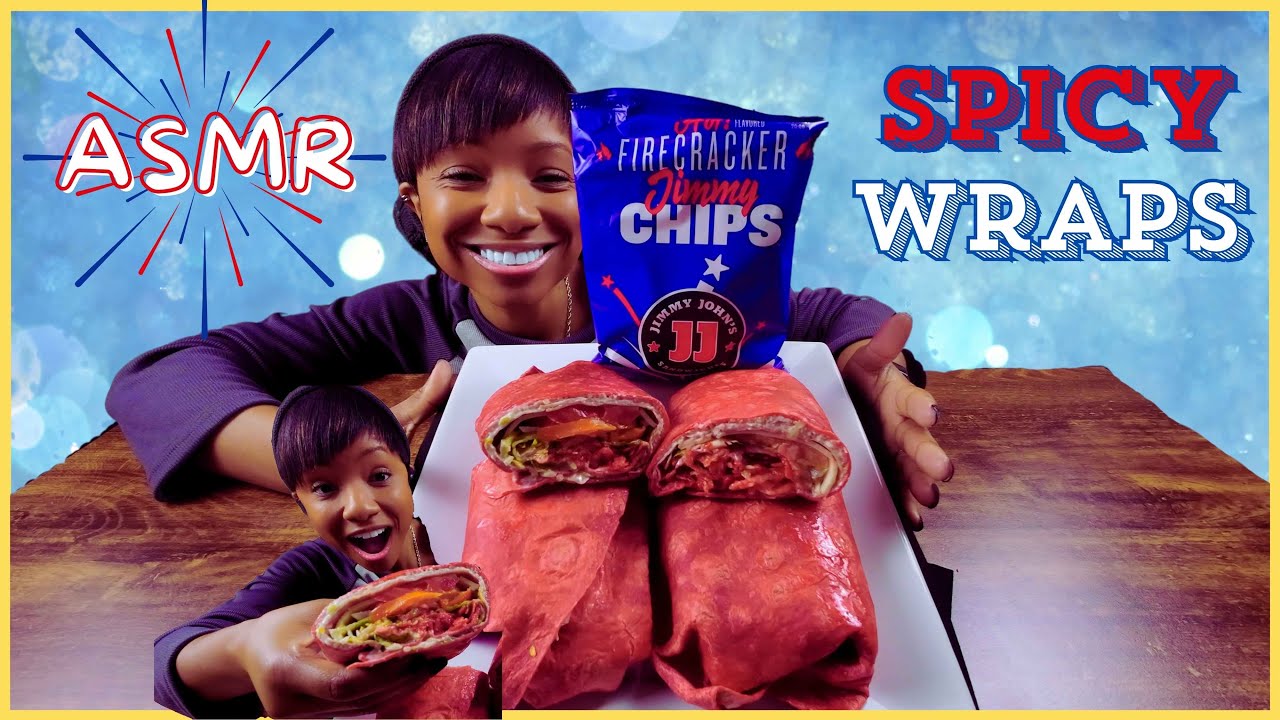 ASMR | MUKBANG SPICY FIRECRACKER WRAPS | JIMMY JOHNS