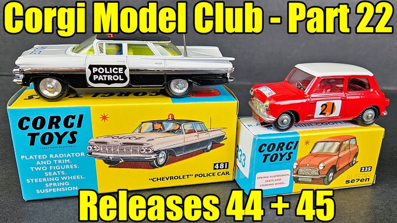 Corgi Model Club - Part 22 - Releases 44 + 45 #333 Mini Cooper RAC Rally + #481 Chevrolet Police Car