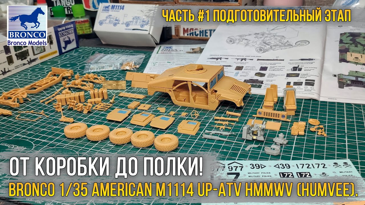 Классический «Хамви» на полку. Сборка модели Bronco 1/35 M1114 Up-ATV HMMWV [ч.1 Подготовительная].
