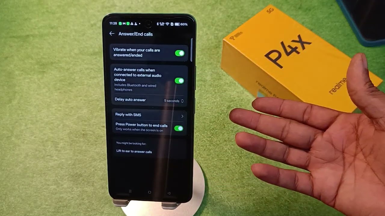 Realme P4x 5G: Auto-Answer calls when connected to external audio device Settings