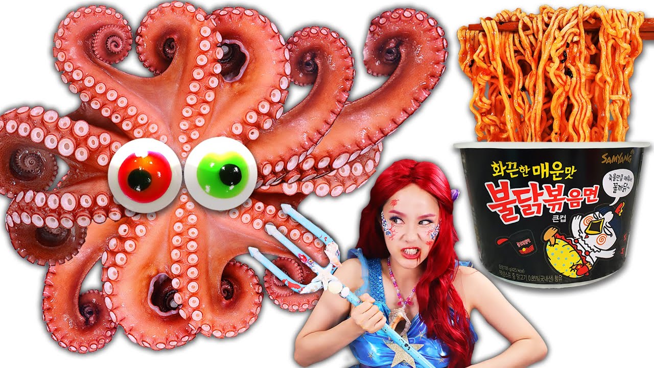 The Little Mermaid Giant Octopus The Little Mermaid and the Giant Octopus Buldak Bokkeum Mukbang ...