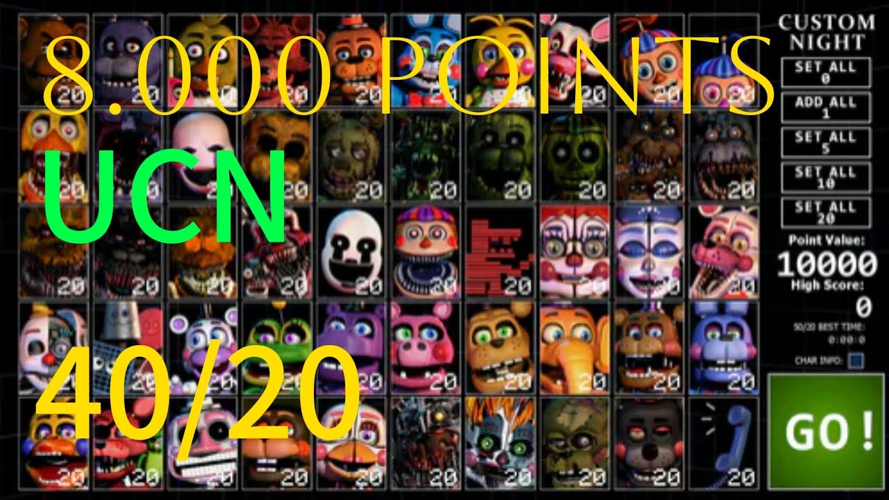 Ultimate custom night 40/20 Mobile (8.000 points) (without using any powers)
