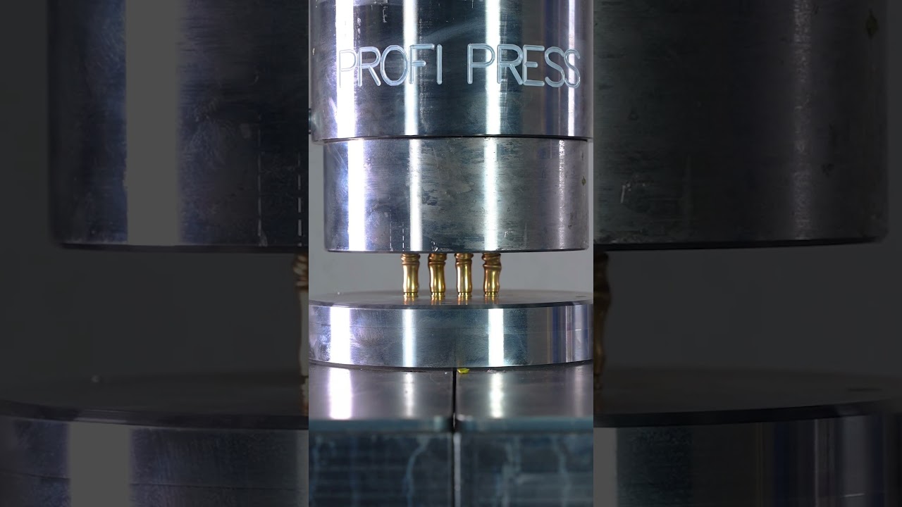 .308 rifle rounds vs. 300 ton hydraulic press 🫣😱 #hydraulicpress #explosion #viral