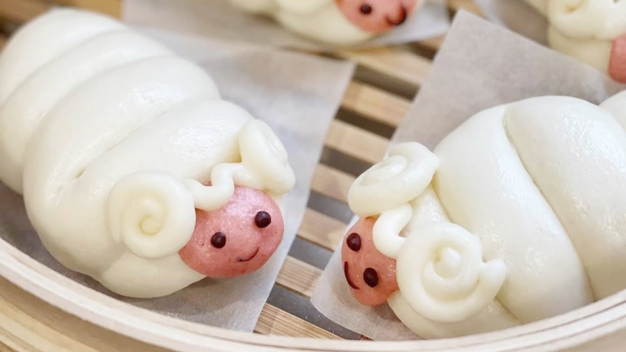 【Cooking with kids】羊咩咩香腸包/Sausage steamed bun/ソーセージ蒸し饅頭