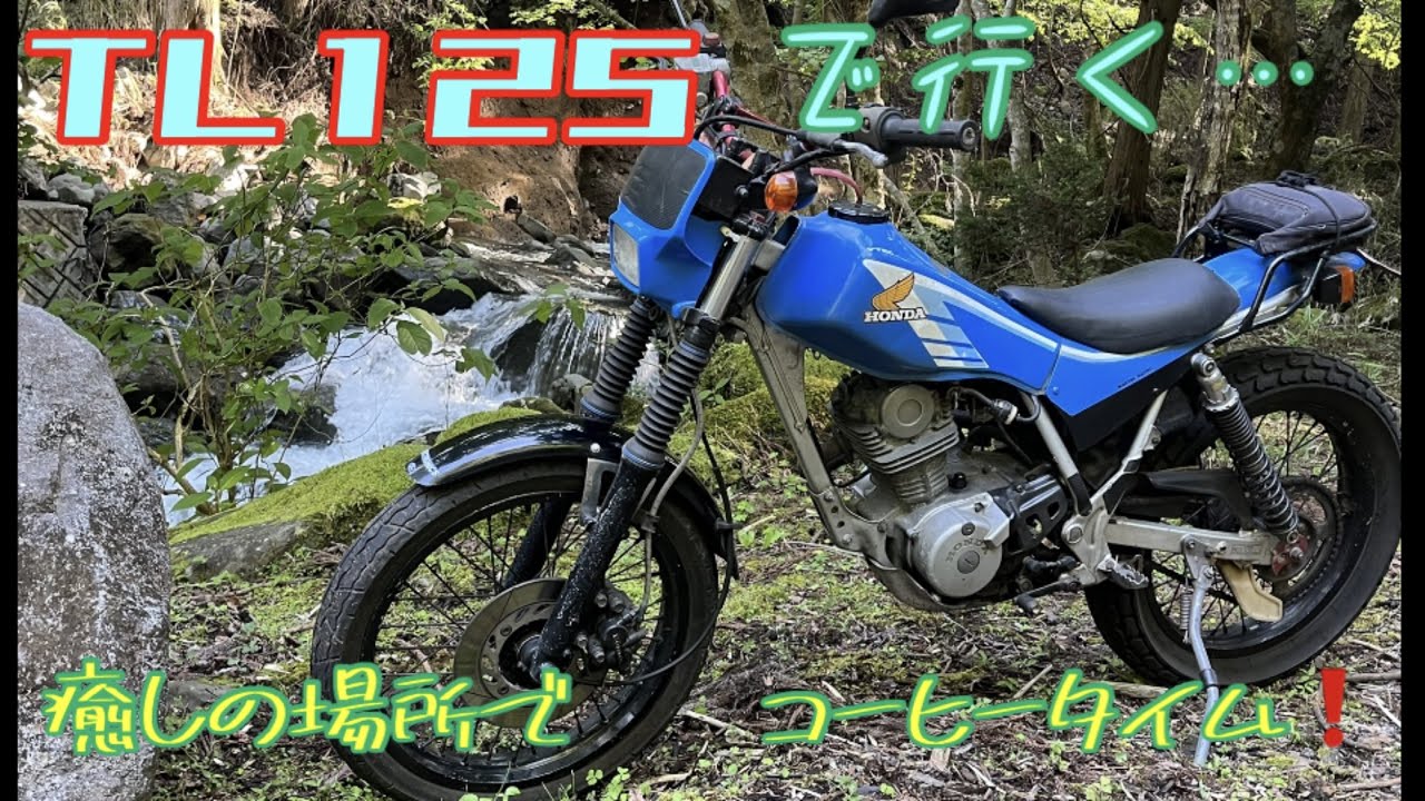 TL125 　林道越えて　コヒータイム！　新緑　と　苔の緑に癒される！　＃TL125 ＃JD06 ＃HONDA