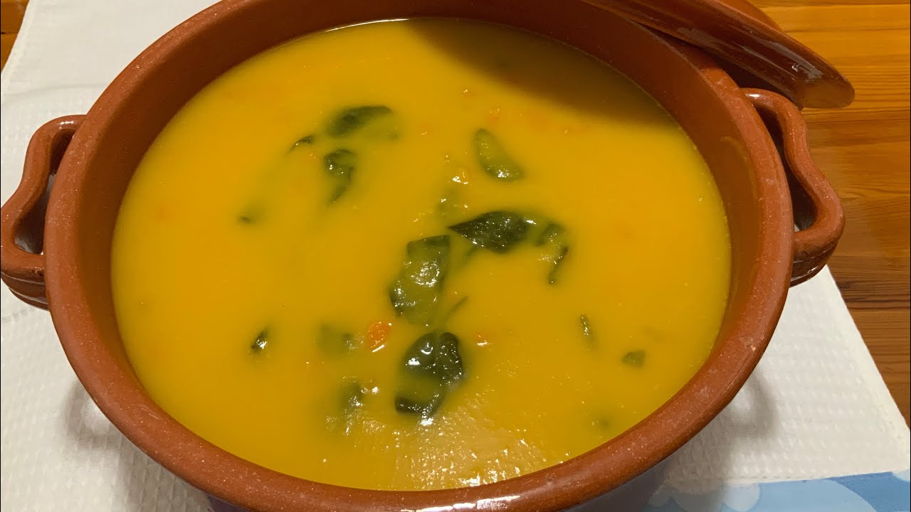 Sopa Creme de Cenoura com Espinafres muito boa e Saudável