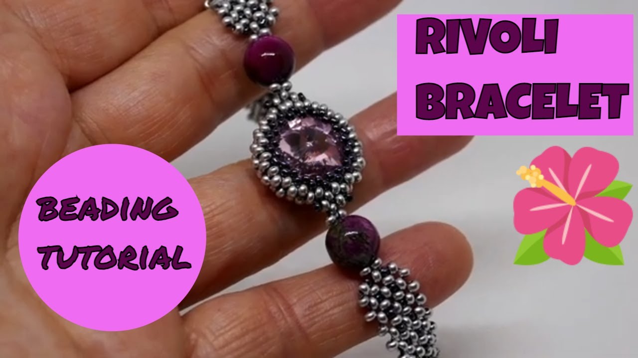 Beaded Rivoli Bracelet with RAW Strap #rivoliBracelet