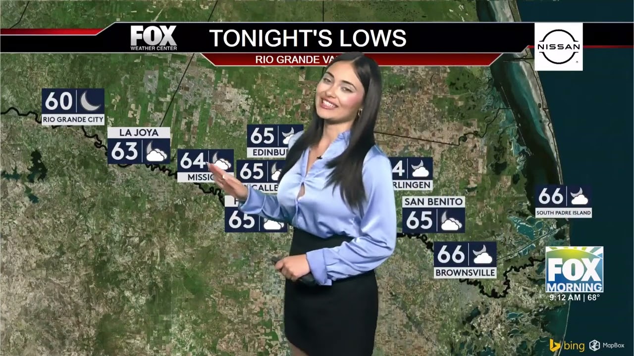 Victoria Cantu in a blue satin blouse (3-21-2024)