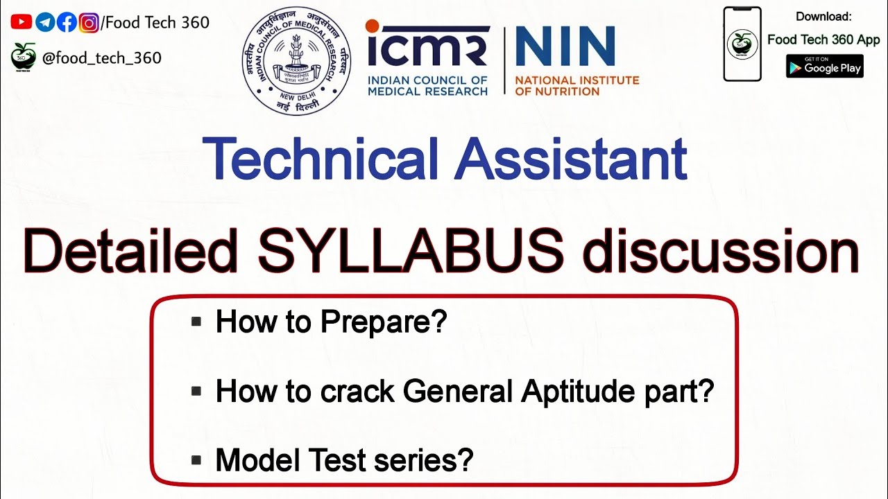 ICMR NIN Technical Assistant -  Syllabus discussion | Detailed Syllabus explanation ✅