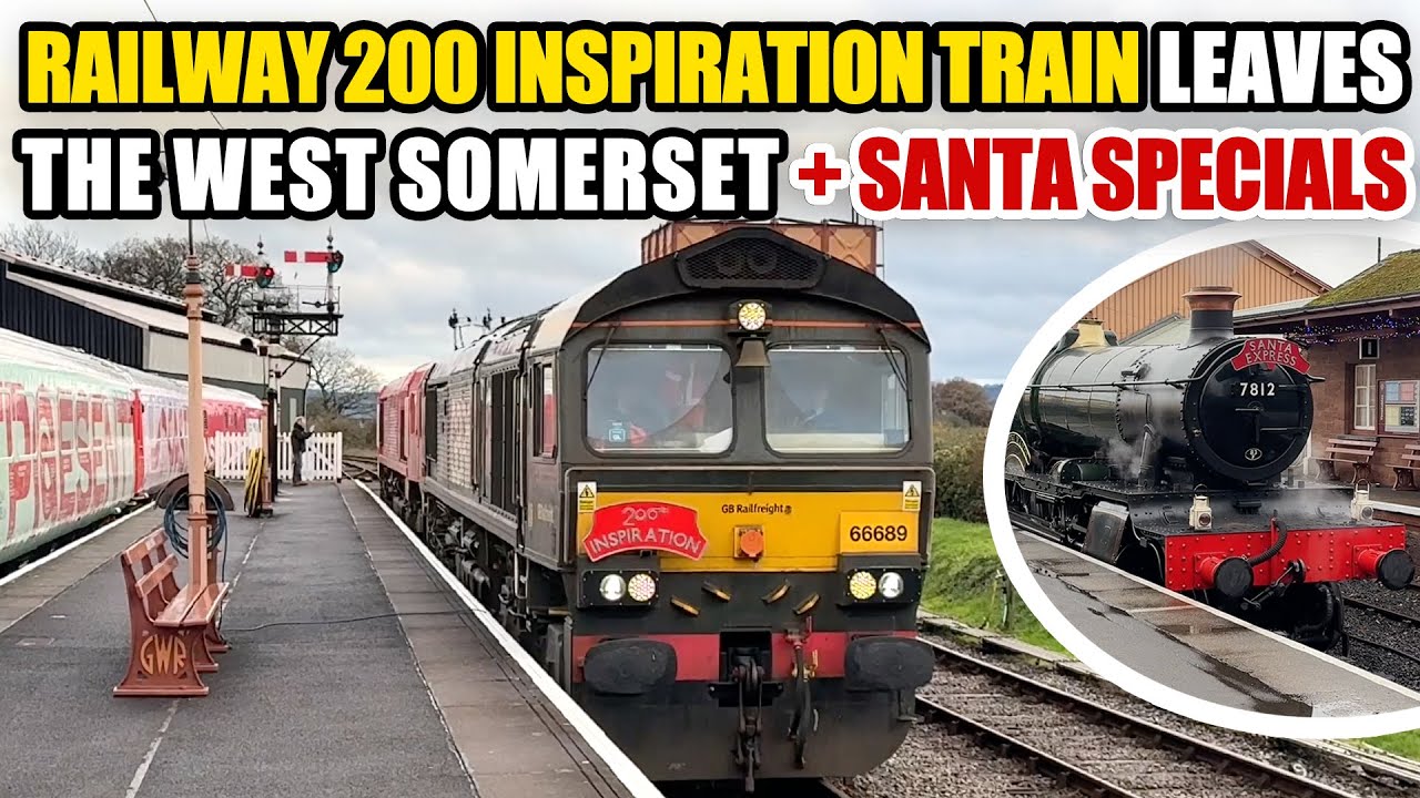 GBRF 66689 Evening Star & 66710 Karen Harrison leave the WSR with Inspiration Train + Santa Trains!