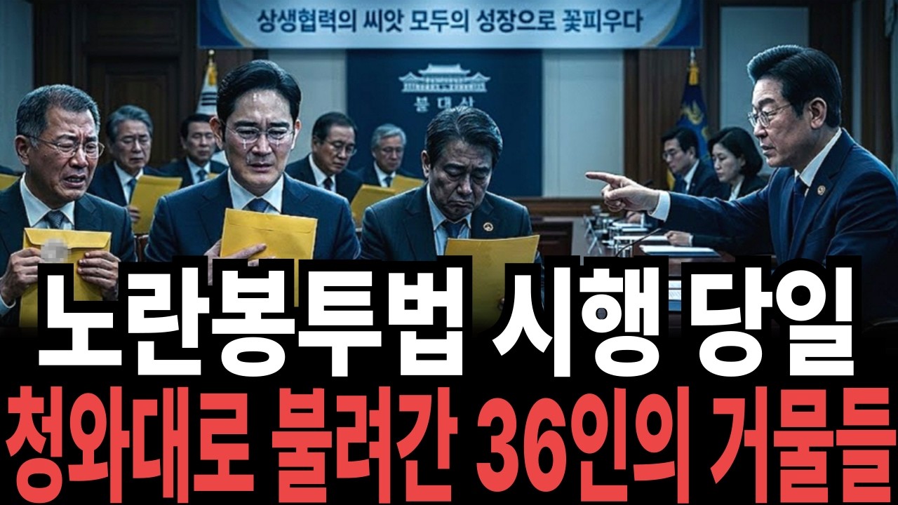 노란봉투법 첫날, 재계 총수 36명이 동시에 굳어버린 진짜 이유, '상생'이라는 이름으로 포장된 강제 징수의 실체
