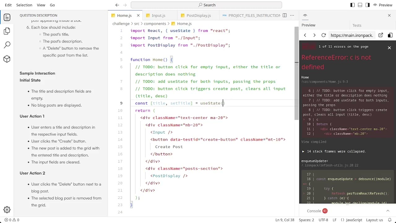 [7] Hackerrank React - Blog Post