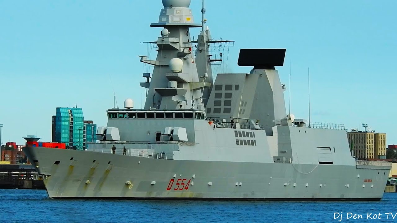 ITS CAIO DUILIO Italian Navy Destroyer leaving Klaipeda Port
