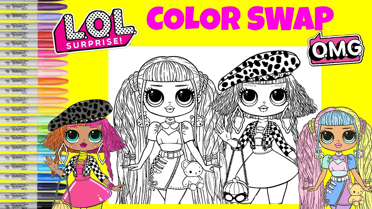 LOL Surprise O.M.G Dolls Coloring Book Color Mix UP Candylicious & Neonlicious LOL Surprise Makeover