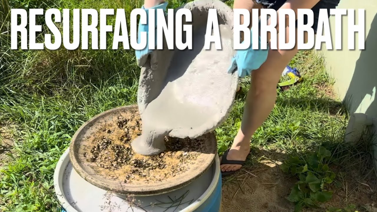 Resurfacing a Concrete Birdbath ​⁠