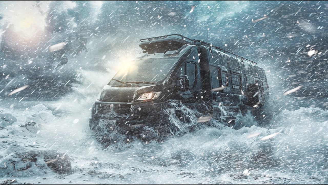Пережить сильнейший тройной ураган! Экстремальная зимняя жизнь в фургоне: кемпинг в шторм, метель...