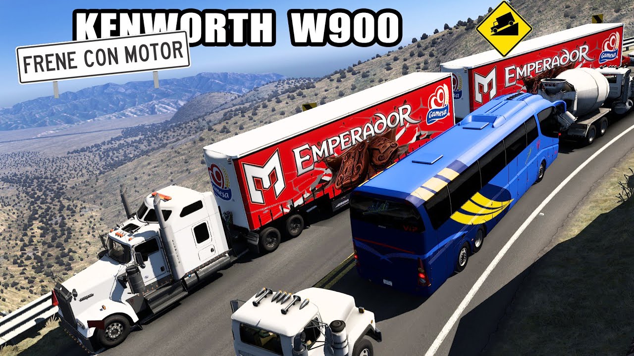 DOBLE Trailer de EMPERADOR Gamesa Bajando la Sierra Kenworth W900 American Truck Simulator