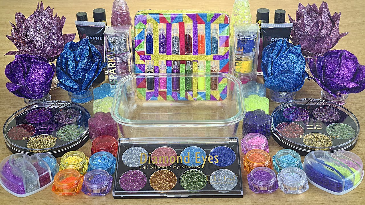 GLITTER SLIME | Mixing makeup and glitter into Clear Slime | Satisfying Slime Videos 2160p