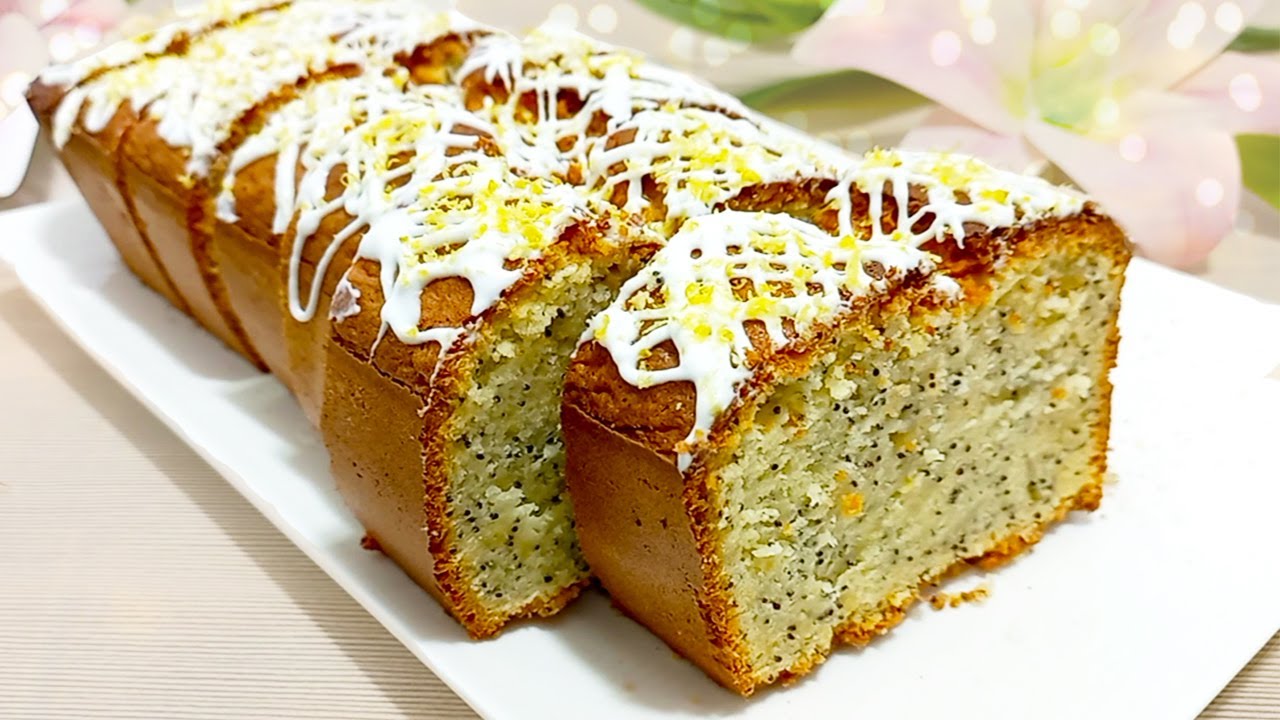 Delicious lemon poppy seed sponge cake! Easy recipe