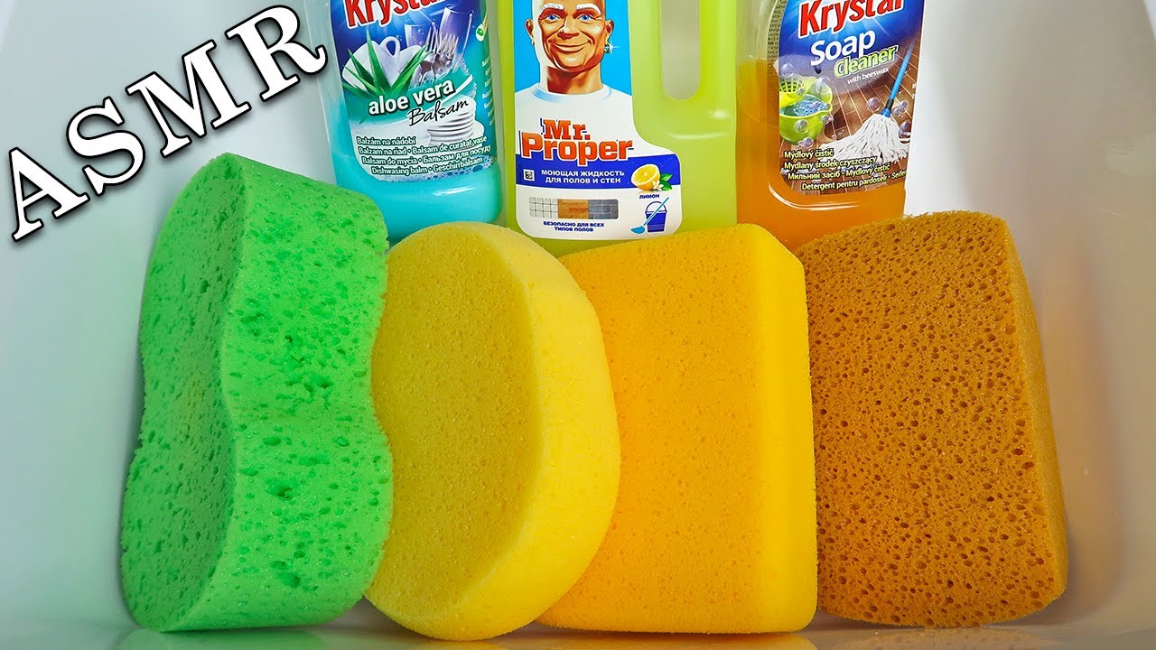 ASMR Sponge Squeezing | Mr. Clean + Dish Soap + Mushy Soap | Oddly Satisfying