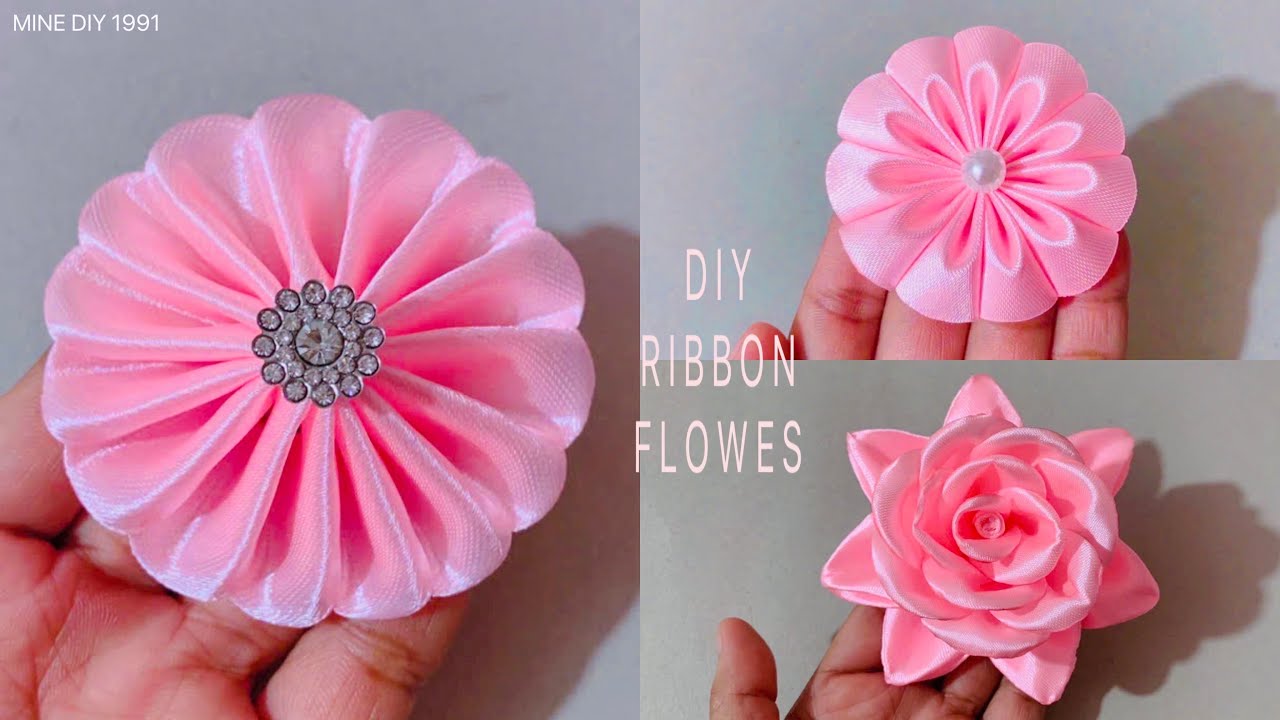 DIY Ribbon Flowers | Ribbon crafts | Easy Satin Ribbon Flowers making tutorials