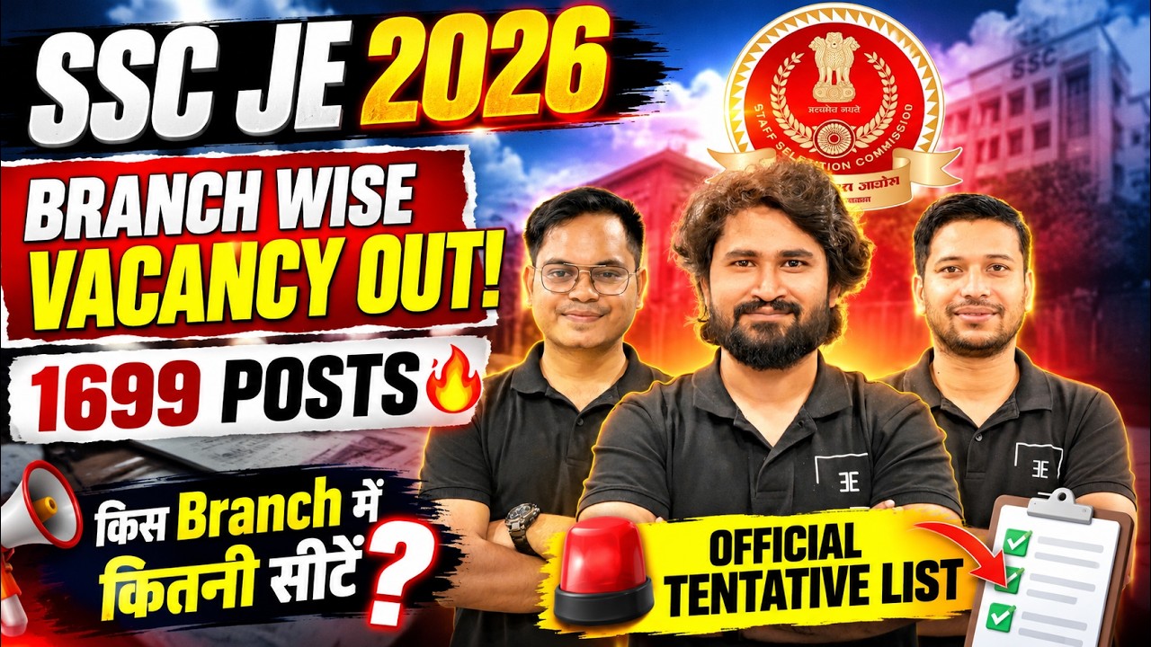 SSC JE Branch Wise Vacancy Out! 🔴 SSC JE Department Wise Vacancy (1699) | SSC JE 2026 Vacancy Update