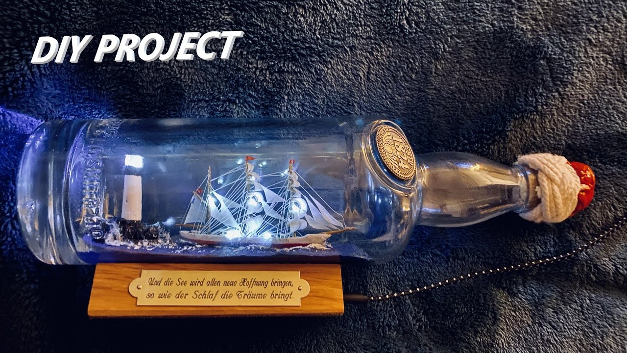 Ship in a bottle with LED Lighthouse homemade DIY selfmade - Glenlivet 21 Diorama