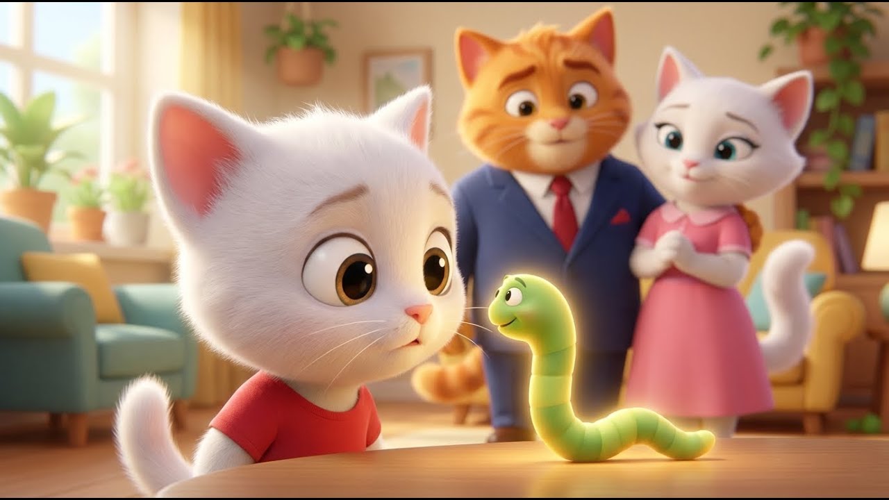 😱 A Worm Inside the Kitten! Giant Cat Chaos & Father Cat’s Brave Rescue | 3D Cat Story