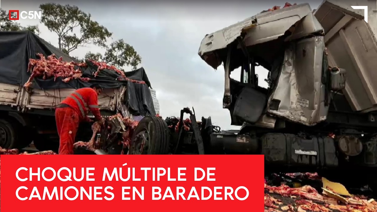 CHOQUE MÚLTIPLE de CAMIONES en BARADERO